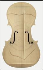 Mode 5 nodal lines of a violin top plate with bass bar
