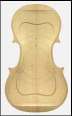 Lignes nodales du mode 5 sur l'intrados d'une  table de violon